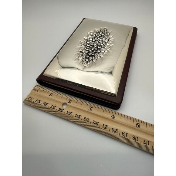Vintage Sterling Silver Front Leather Bound Address Book Argento 925 (125) - Picture 8 of 11